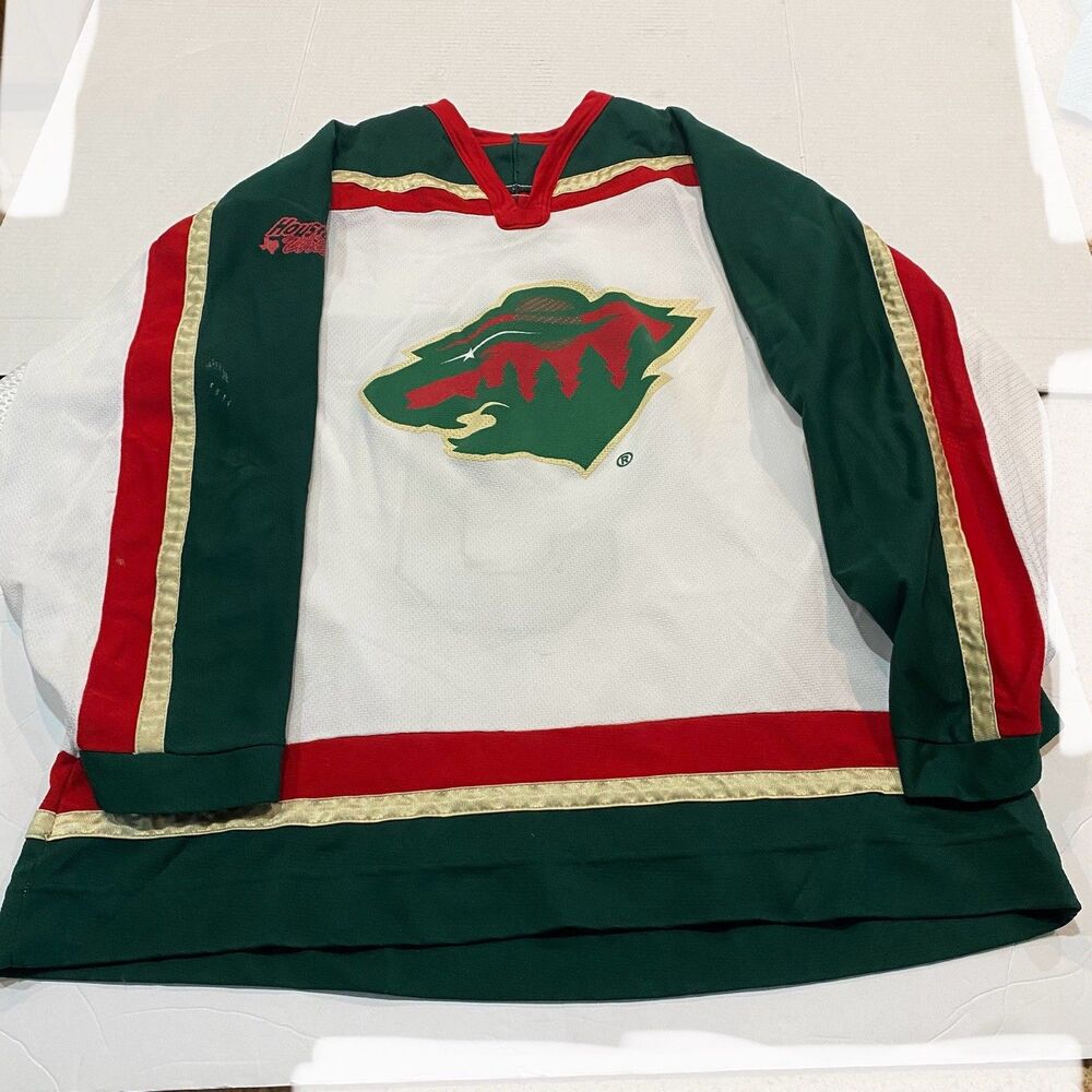 Vintage CCM Houston Wild Airknit Hockey Jersey Mens XL Home White #9 Mesh